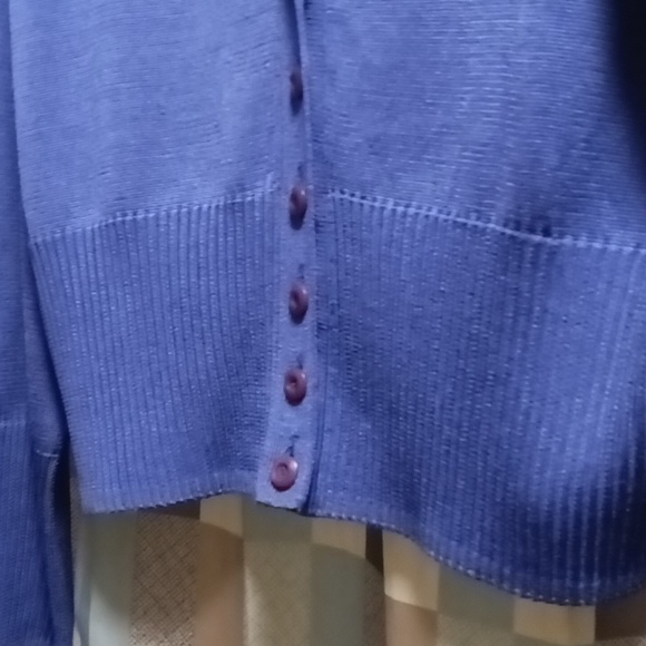 FINAL PRICE CARLISLE100% silk purple l/s v-neck cardigan w ribbed hem/cuffs XXL - Picture 11 of 11